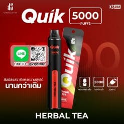 พอต ks quik 5000 Puffs กลิ่น ชาสมุนไพร สดชื่นด้วยสมุนไพร ฟีลกู๊ดสุดๆ