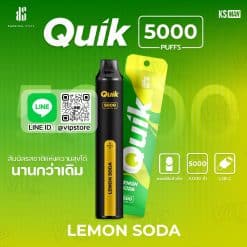 บุหรี่ไฟฟ้าks Quik 5000 Puffs เลม่อนโซดา เปรี้ยวซ่า หอมแบบเฉพาะตัว