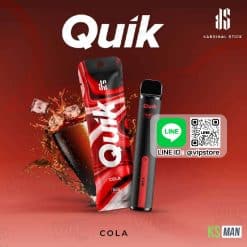 บุหรี่ไฟฟ้าใช้แล้วทิ้ง quik 2000 Puffs โคล่า ที่คุ้นเคย อยากซ่าต้อง Cola !